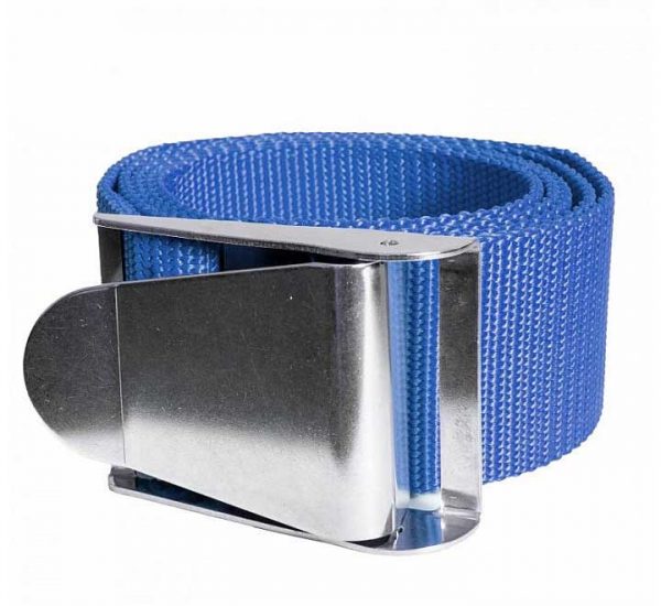 2 inch nylon weight belt metal buckle blue